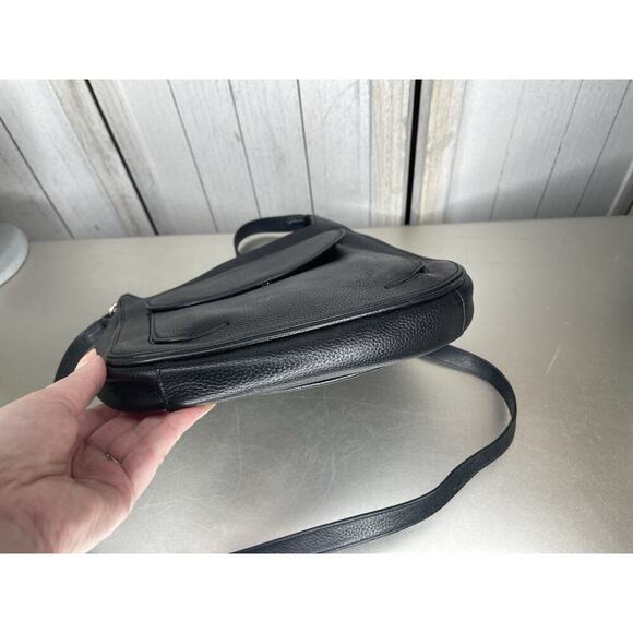 NORDSTROM Black Genuine Pebble Leather Handbag Crossbody Shoulder Bag - Picture 5 of 7